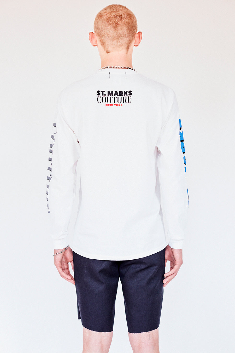 Brand New from New York City: Stmarksnewyork.com. Shop The St. Marks boombox white long sleeve T-shirt: featuring our image from St Marks Place, and the St. Marks Couture New York logo on the back.  Hand silkscreen printed in New York with love.