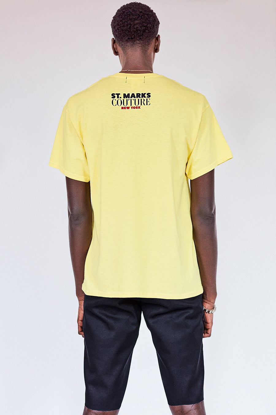 Brand New. Pride Month 2020- New York Label: Your new work from home outfit Shop the Dont Walk Vogue pale yellow T-Shirt featuring chest embroidery inspired by old school Walk/Dont Walk crosswalk signs on the front and St. Marks Couture New York logo on the back. Hand silkscreen printed in New York with love.