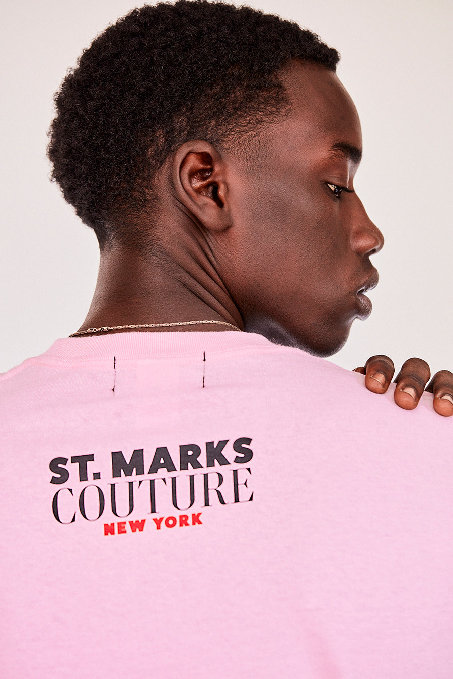 Brand New. Pride Month 2020- New York Label: Your new work from home outfit Shop the Dont Walk Vogue pale pink T-Shirt featuring chest embroidery inspired by old school Walk/Dont Walk crosswalk signs on the front and St. Marks Couture New York logo on the back. Hand silkscreen printed in New York with love.